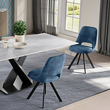 Malvern Velvet Swivel Dining Chair Blue from Roseland Furniture