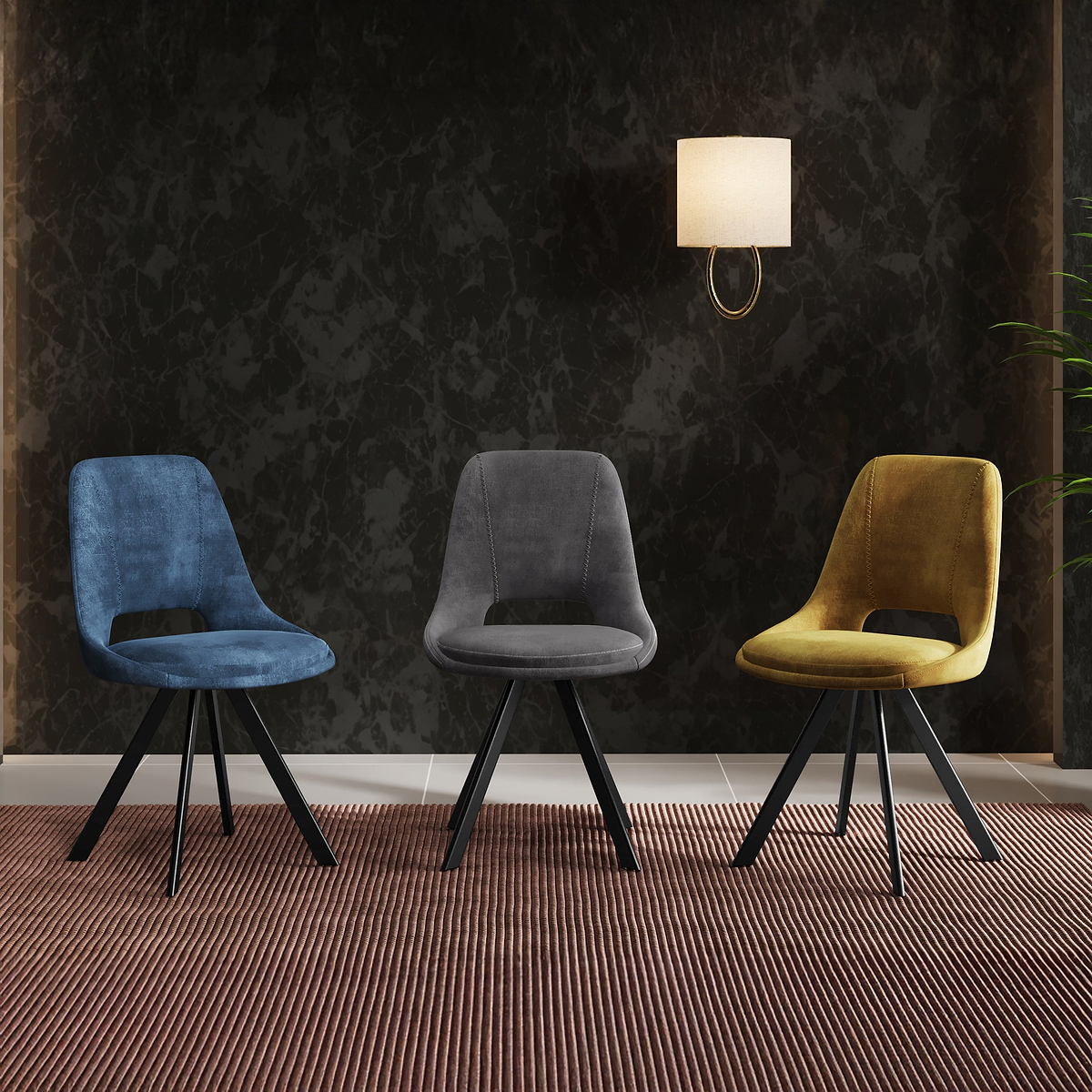 Malvern Velvet Swivel Dining Chair Blue from Roseland Furniture