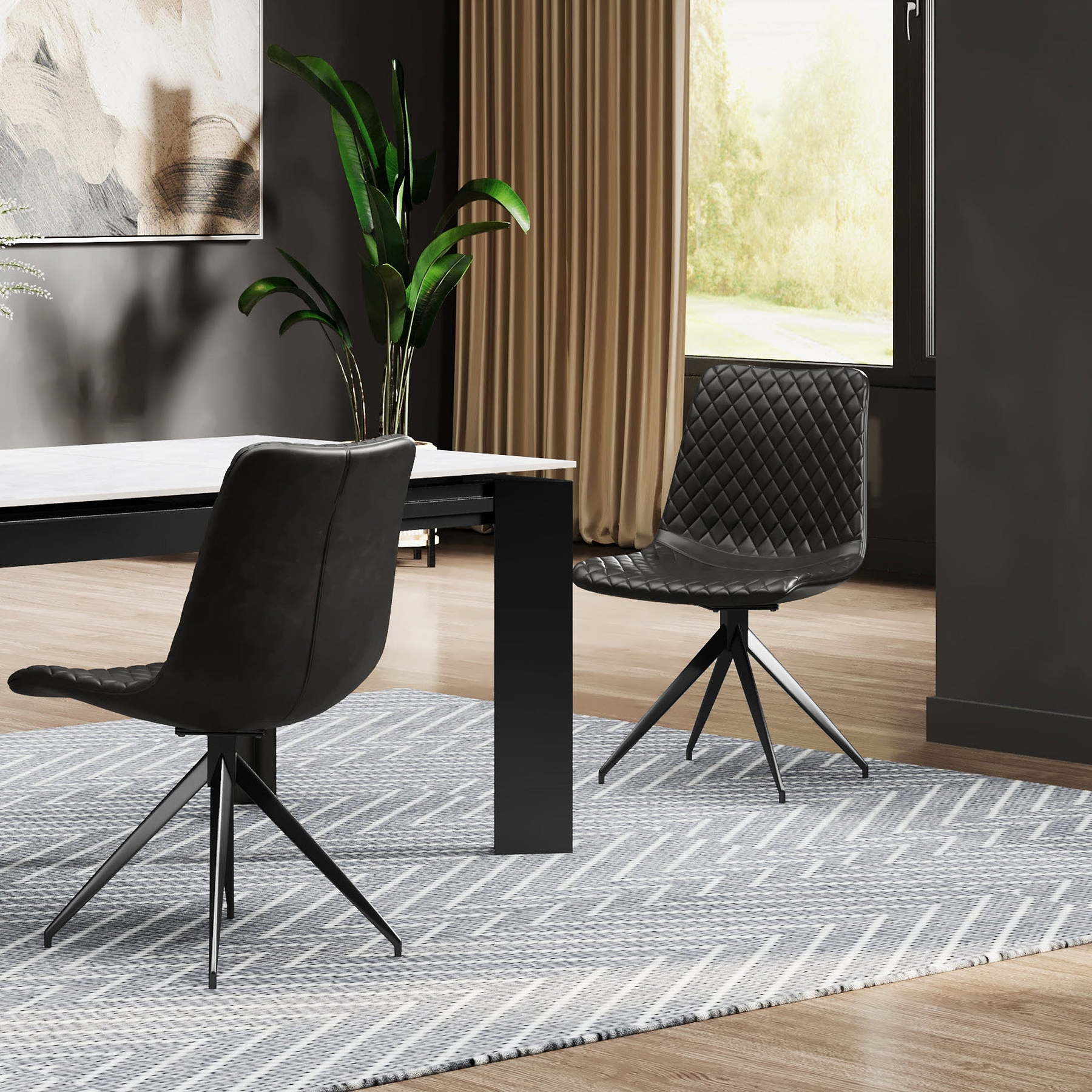 Saunder Faux Leather Dining Chair Black from Roseland Furniture