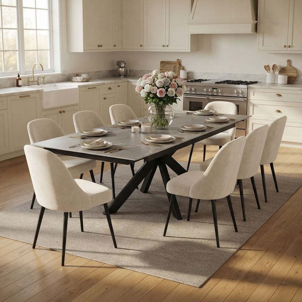 Spencer Ext Ceramic Dining Table Grey Matt from Roseland Furniture