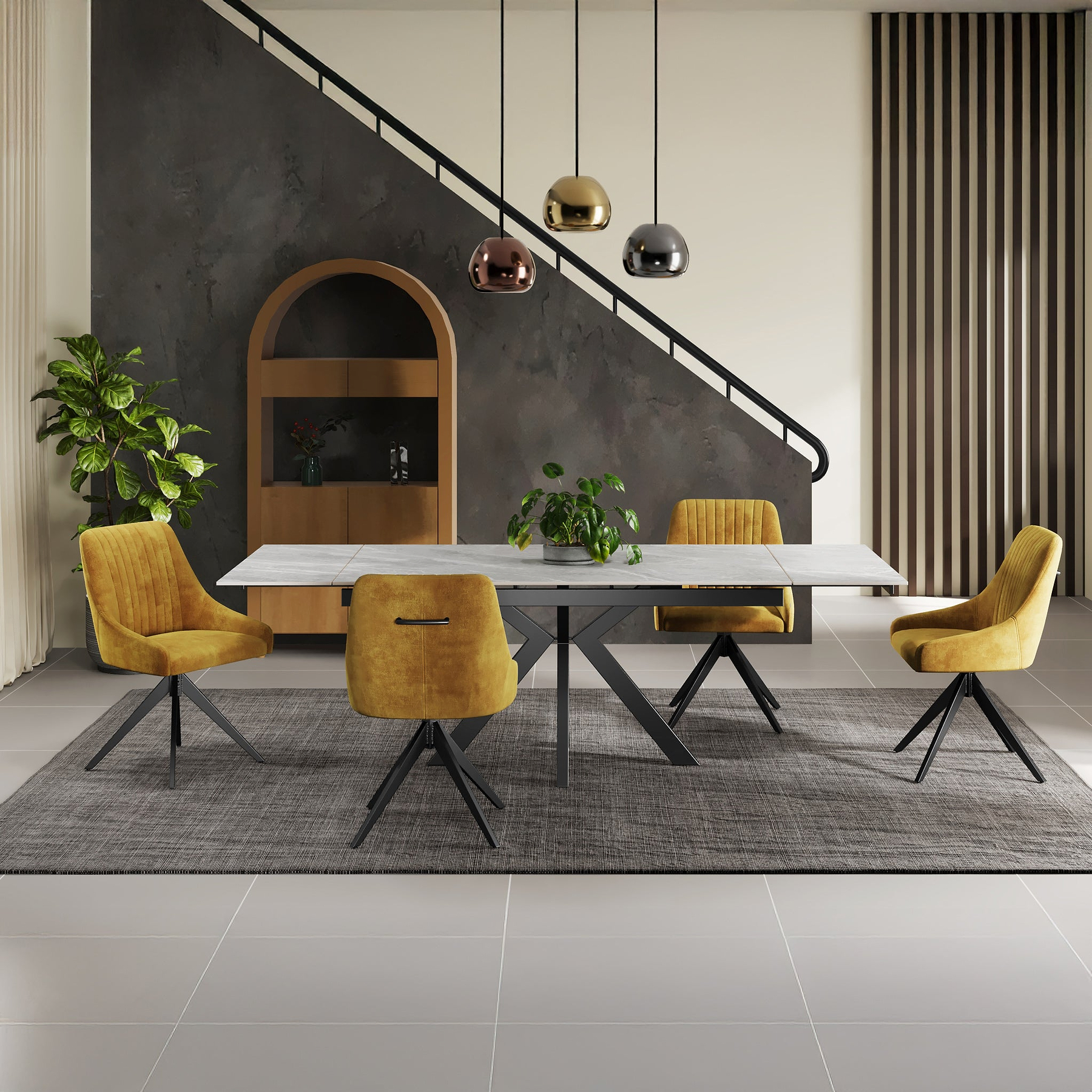 Spencer Ext Ceramic Dining Table Grey Gloss from Roseland Furniture