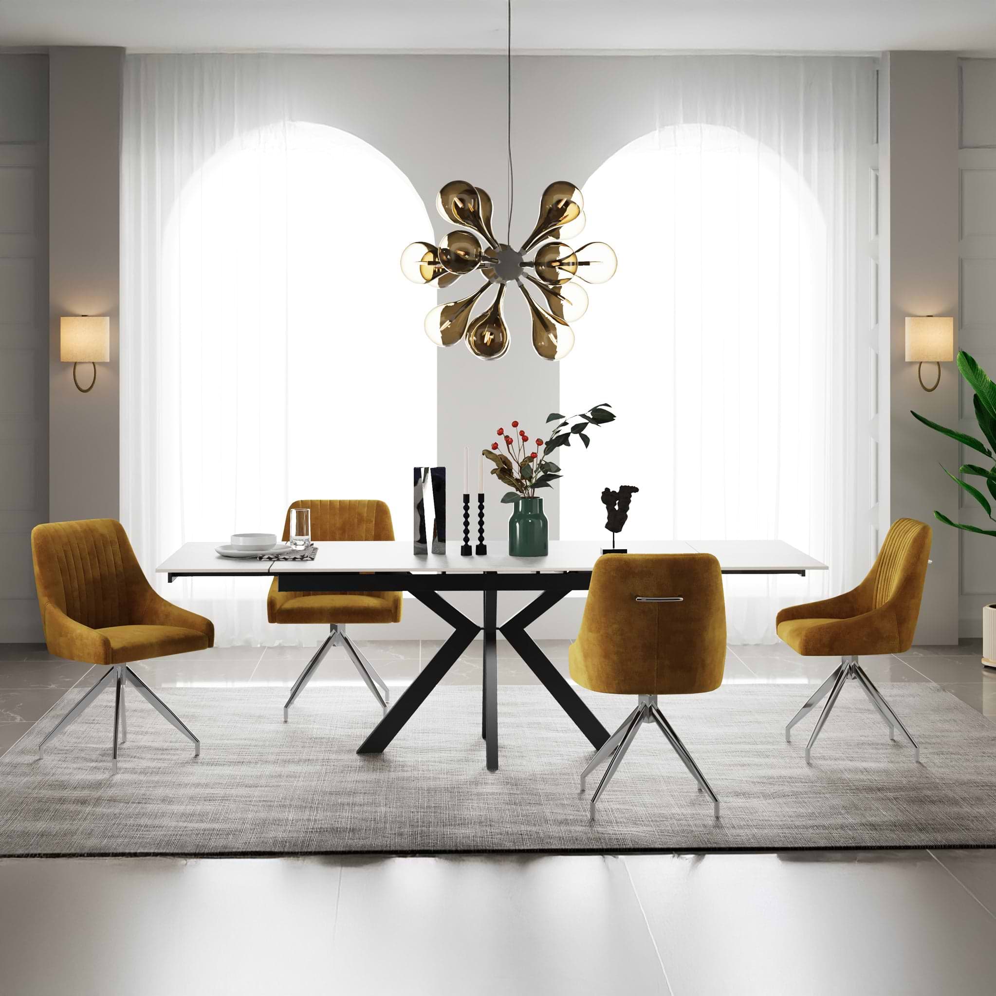 Boyston 120 180cm Ext Dining Table Grey Gloss from Roseland Furniture