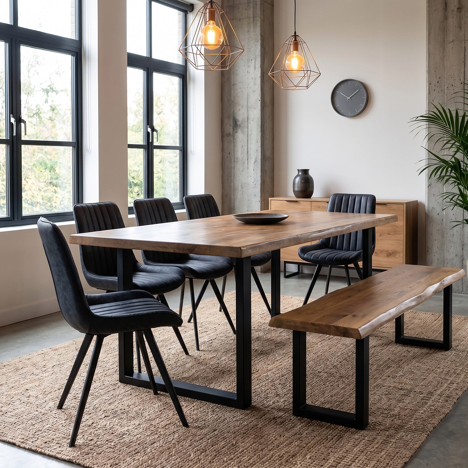 Abel 225cm Mango Wood Dining Table U Leg from Roseland Furniture