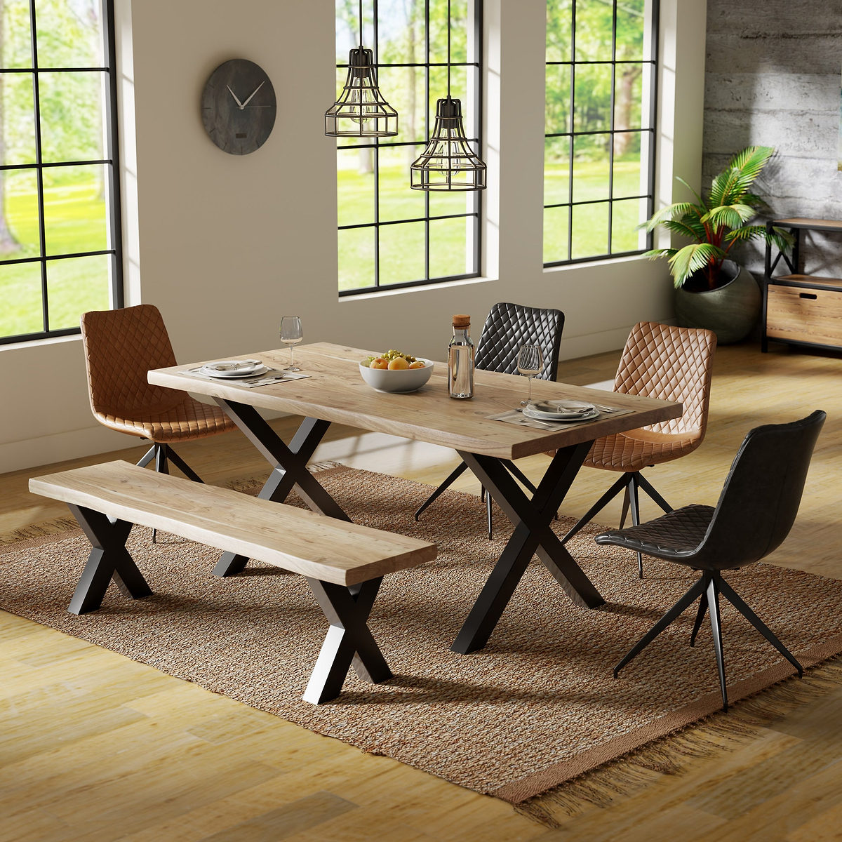 Petra Acacia 180cm Dining Table X Leg from Roseland Furniture