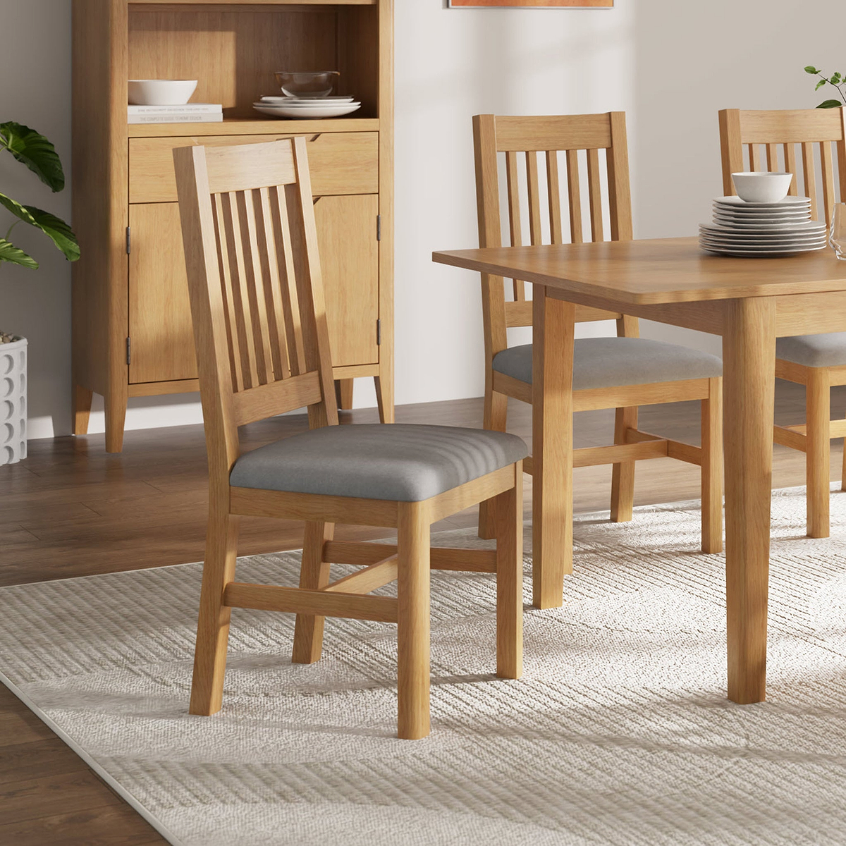 Durham Oak Upholstered Dining Chair from Roseland Furniture