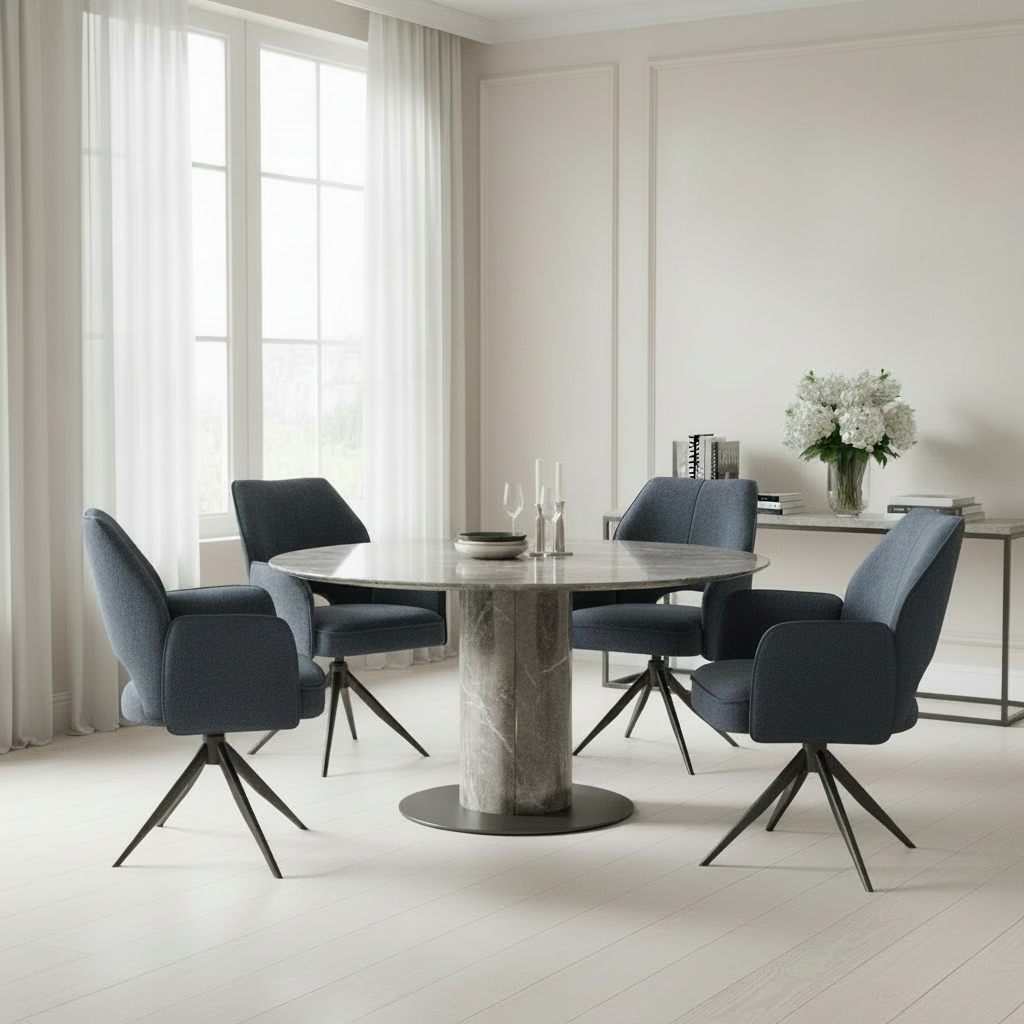 Arlo Blue 360 Swivel Dining Chair from Roseland Furniture