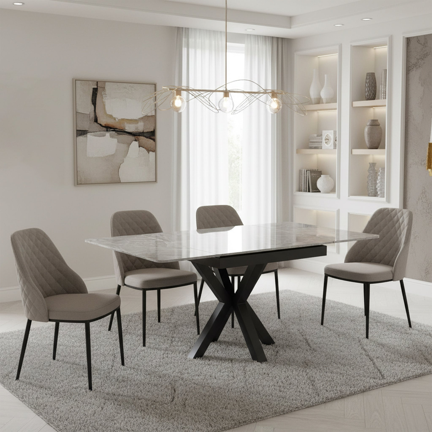 Calista Grey Ceramic 90-150cm Extending Dining Table from Roseland Furniture