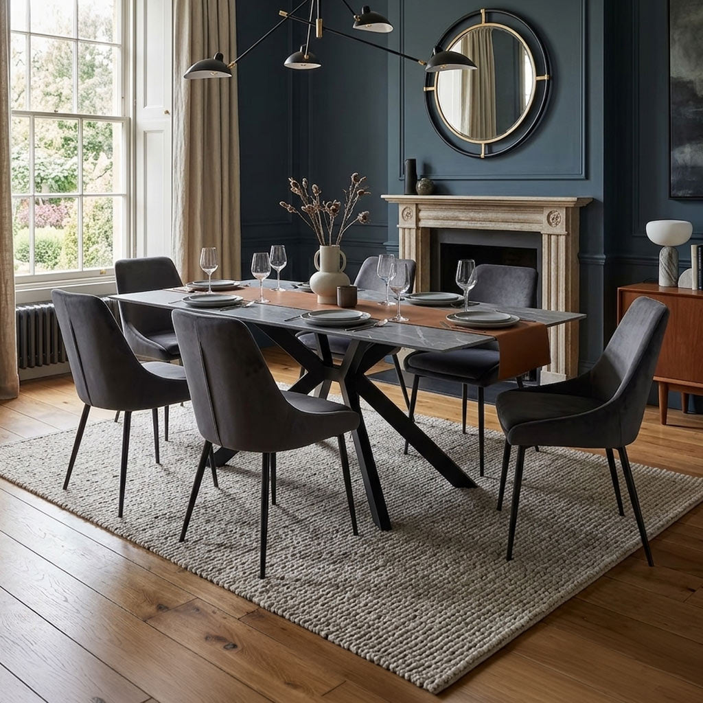 Valmere Ceramic 160cm Dining Table Argentina Grey from Roseland Furniture
