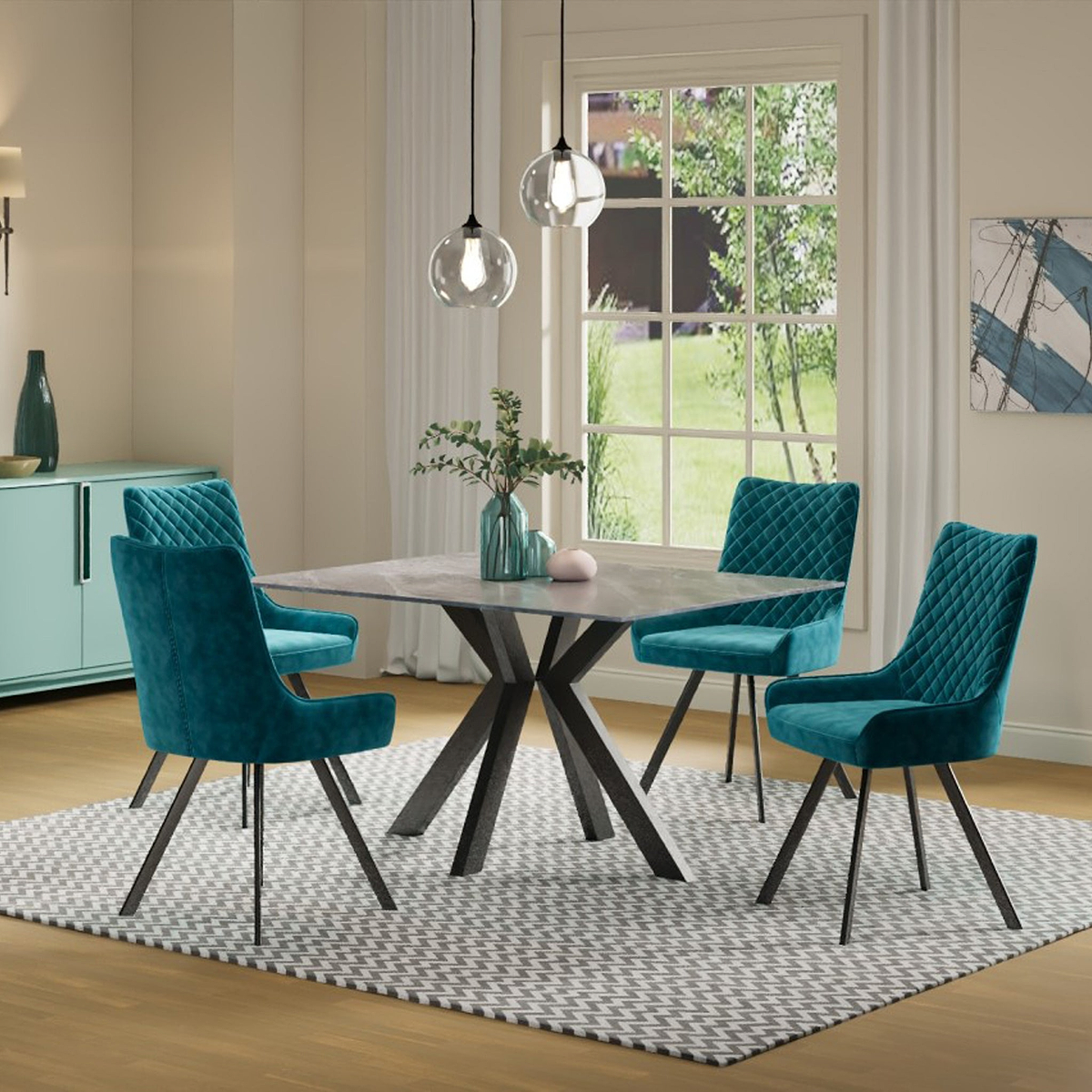 Valmere Ceramic 135cm Dining Table Argentina Grey from Roseland Furniture