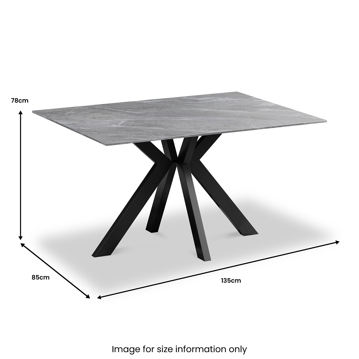 Valmere Ceramic 135cm Dining Table Argentina Grey from Roseland Furniture