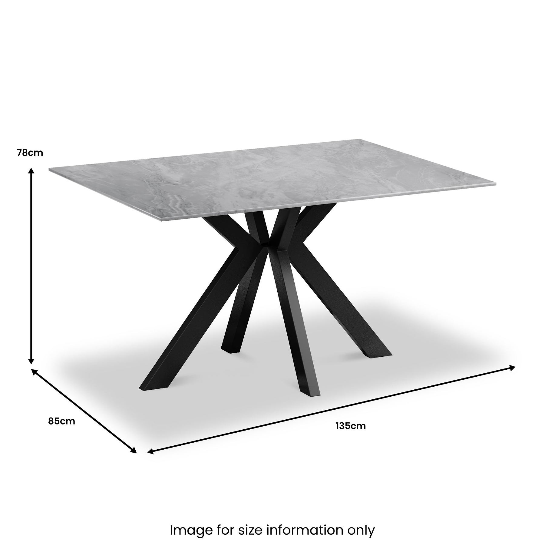 Arvell Pearle Grey Ceramic 135cm Dining Table from Roseland Furniture