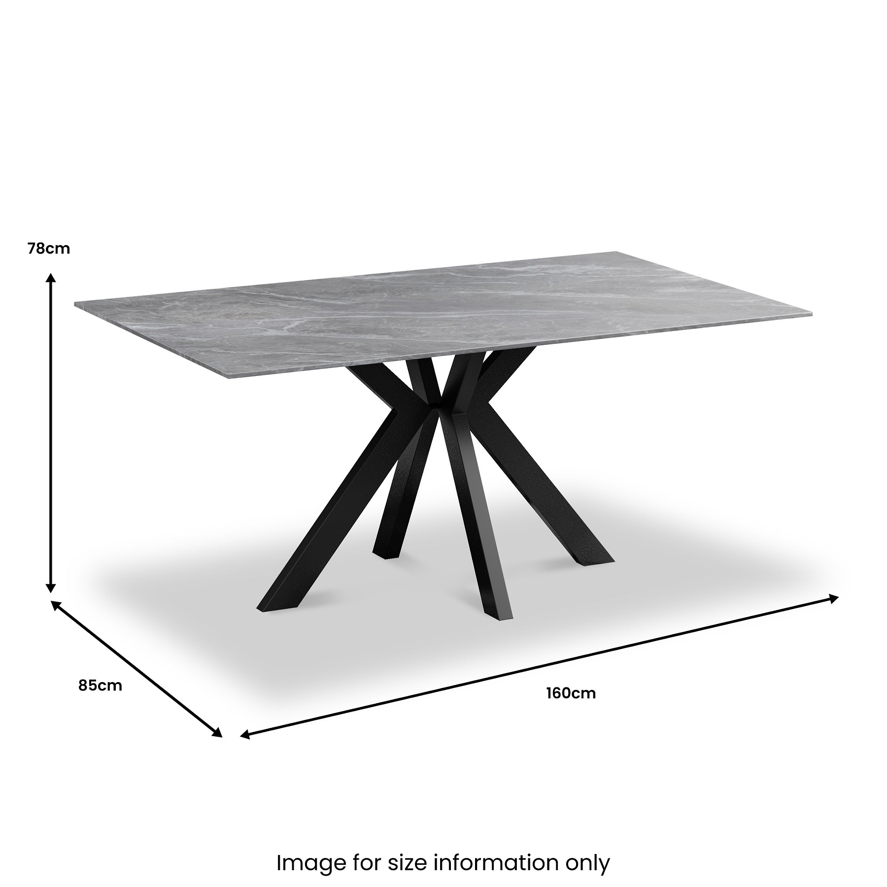 Valmere Ceramic 160cm Dining Table Argentina Grey from Roseland Furniture