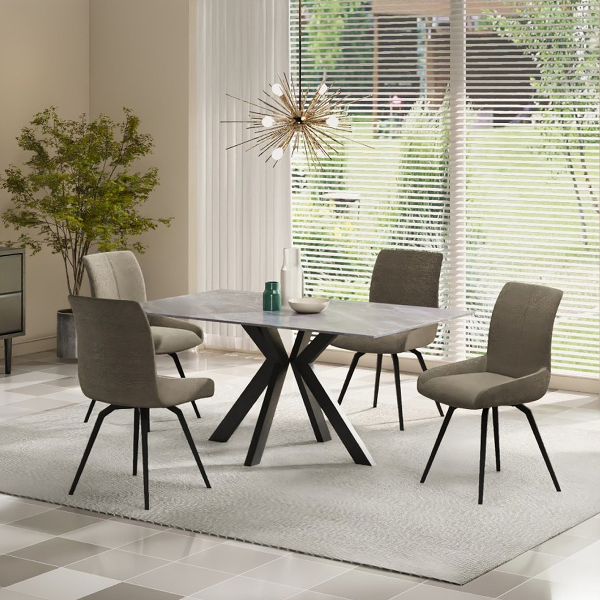 Arvell Ceramic 160cm Dining Table Pearla Grey from Roseland Furniture