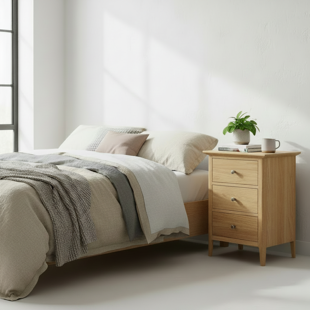 Towan Small 3 Drawer Bedside Table from Roseland Furniture