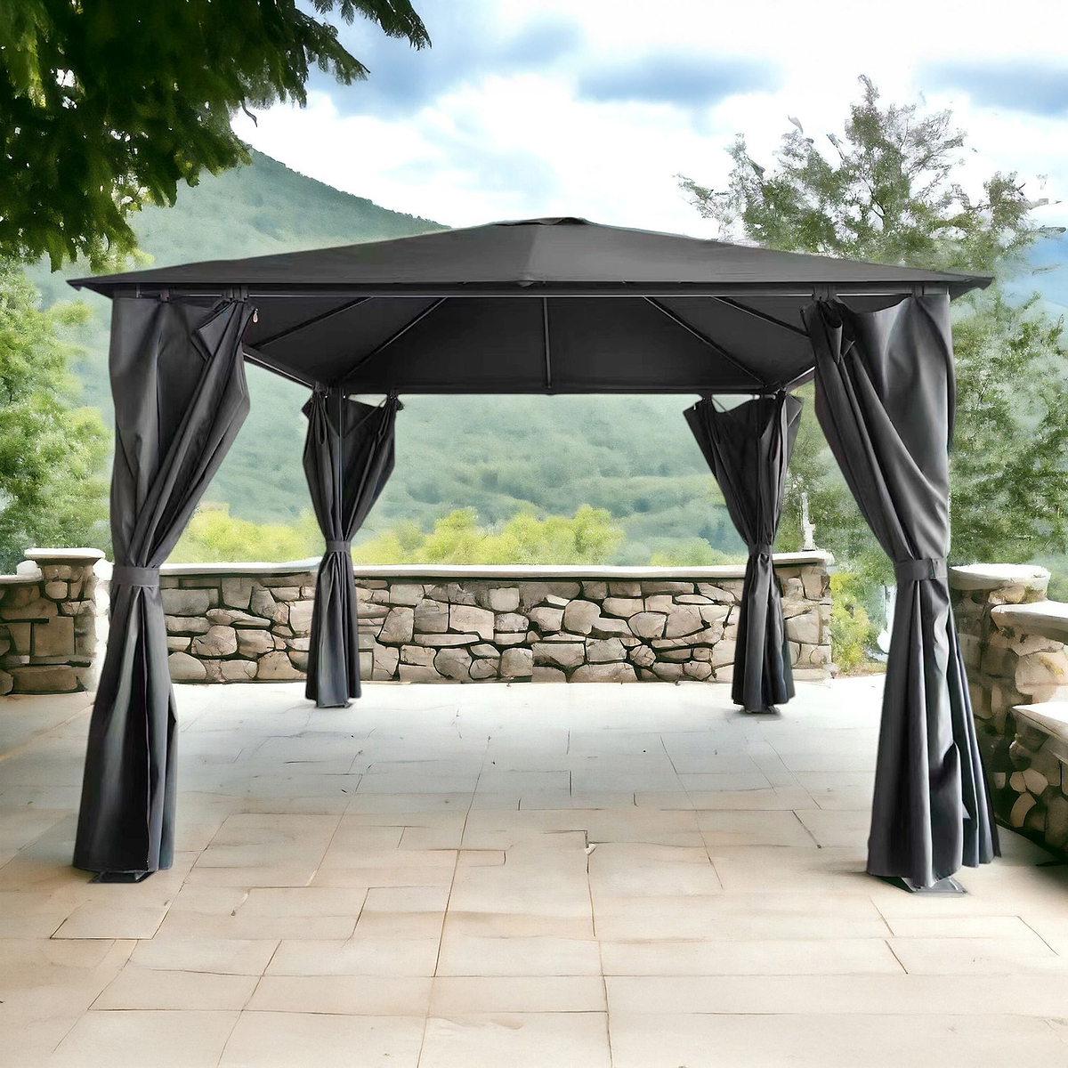 Titan 2.5m x 2.5m Galvanised Steel Gazebo Grey from Roseland Furniture