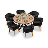 Tuscany 6 Seater Round Dining Set with Eden Night Dining Chairs