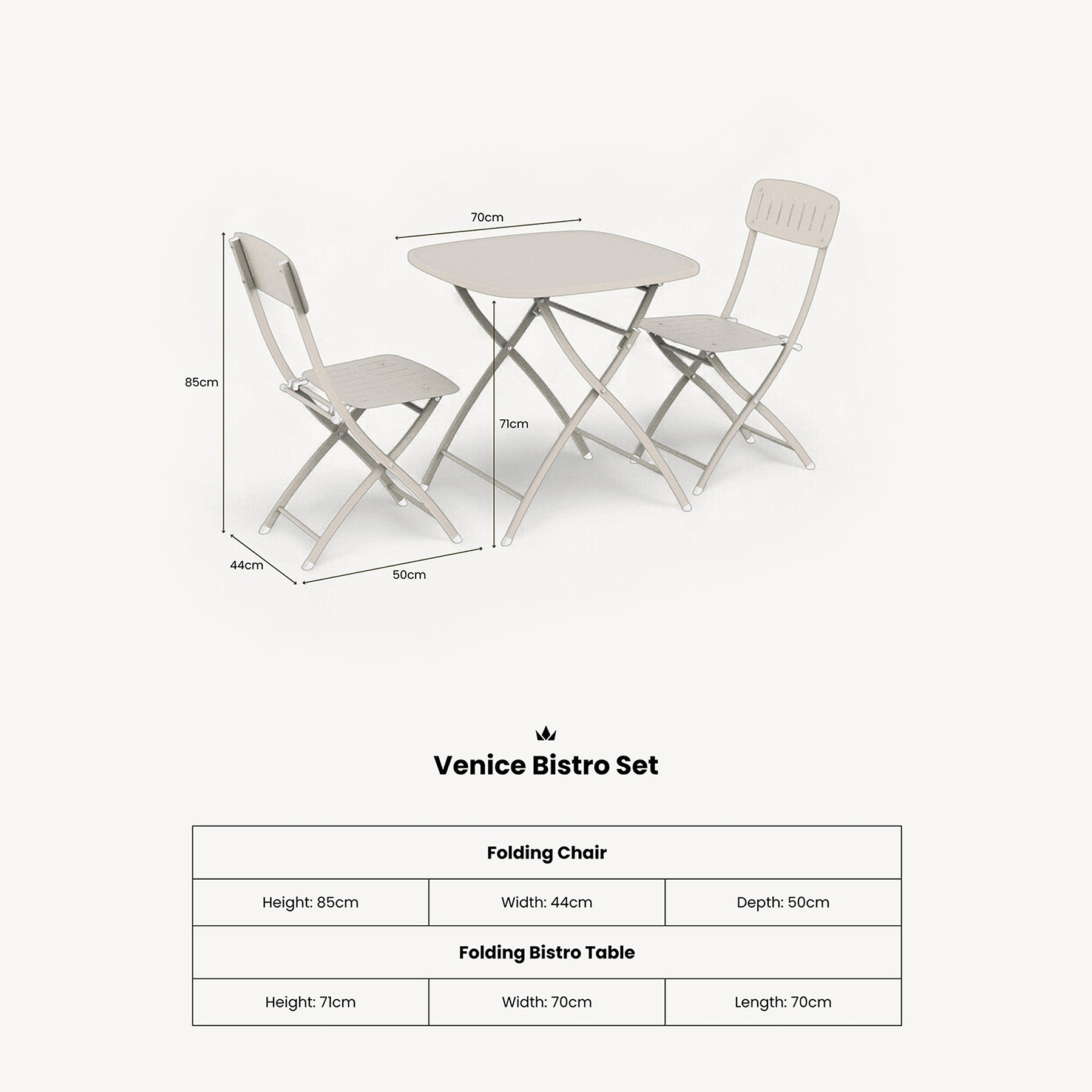 Venice 80cm Square Bistro Set from Roseland Furniture