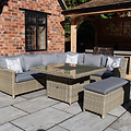Wentworth 120cm Fire Pit Dine or Lounge Rattan Set with Bench