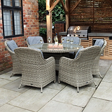 Wentworth 6 Seat Deluxe Rattan Dining Set from Roseland Furniture