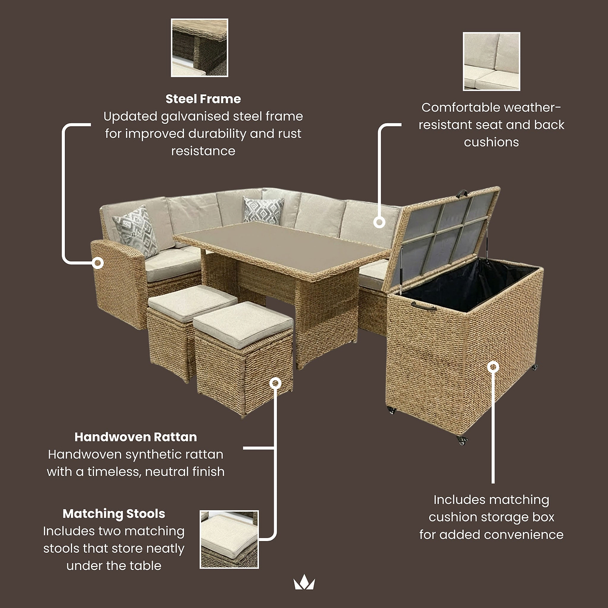 Wentworth Corner Lounge Set with Storage Box