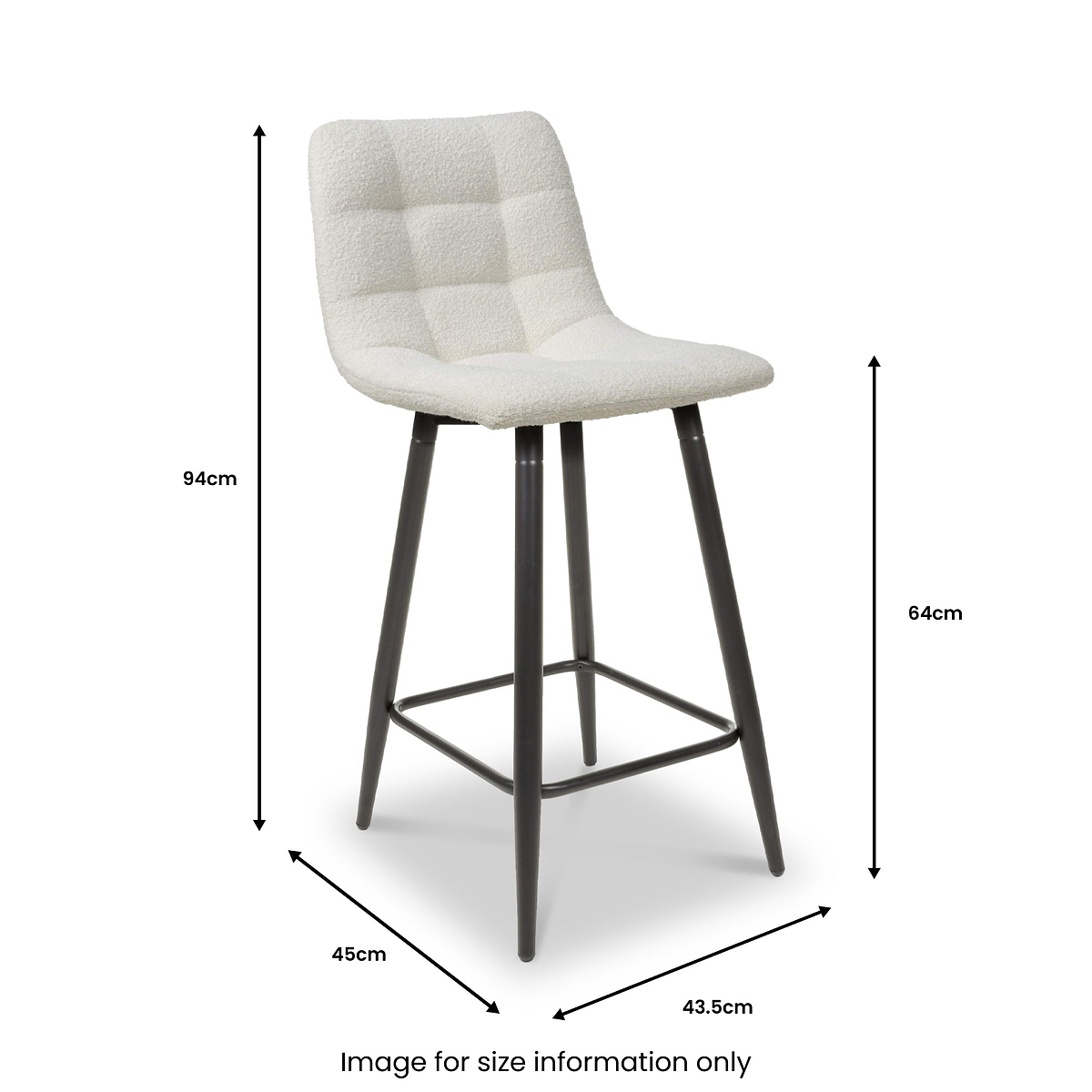 Wenford Faux Linen Bar Stool dimensions