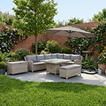 Wentworth 120cm Fire Pit Dine or Lounge Rattan Set with Bench