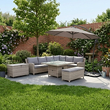 Wentworth 120cm Fire Pit Dine or Lounge Rattan Set with Bench