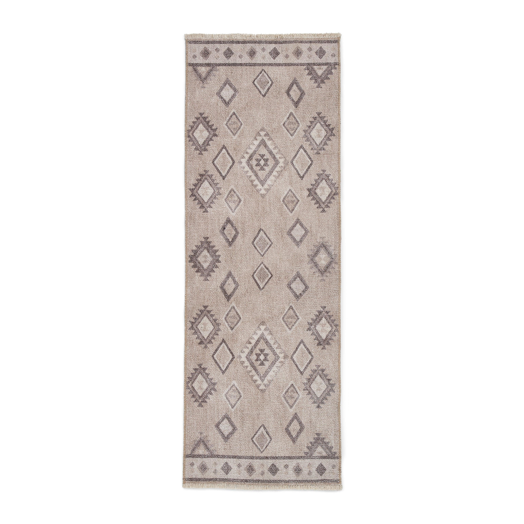 Beige Linton Aztec Design Flatweave Washable Runner Rug from Roseland Furniture