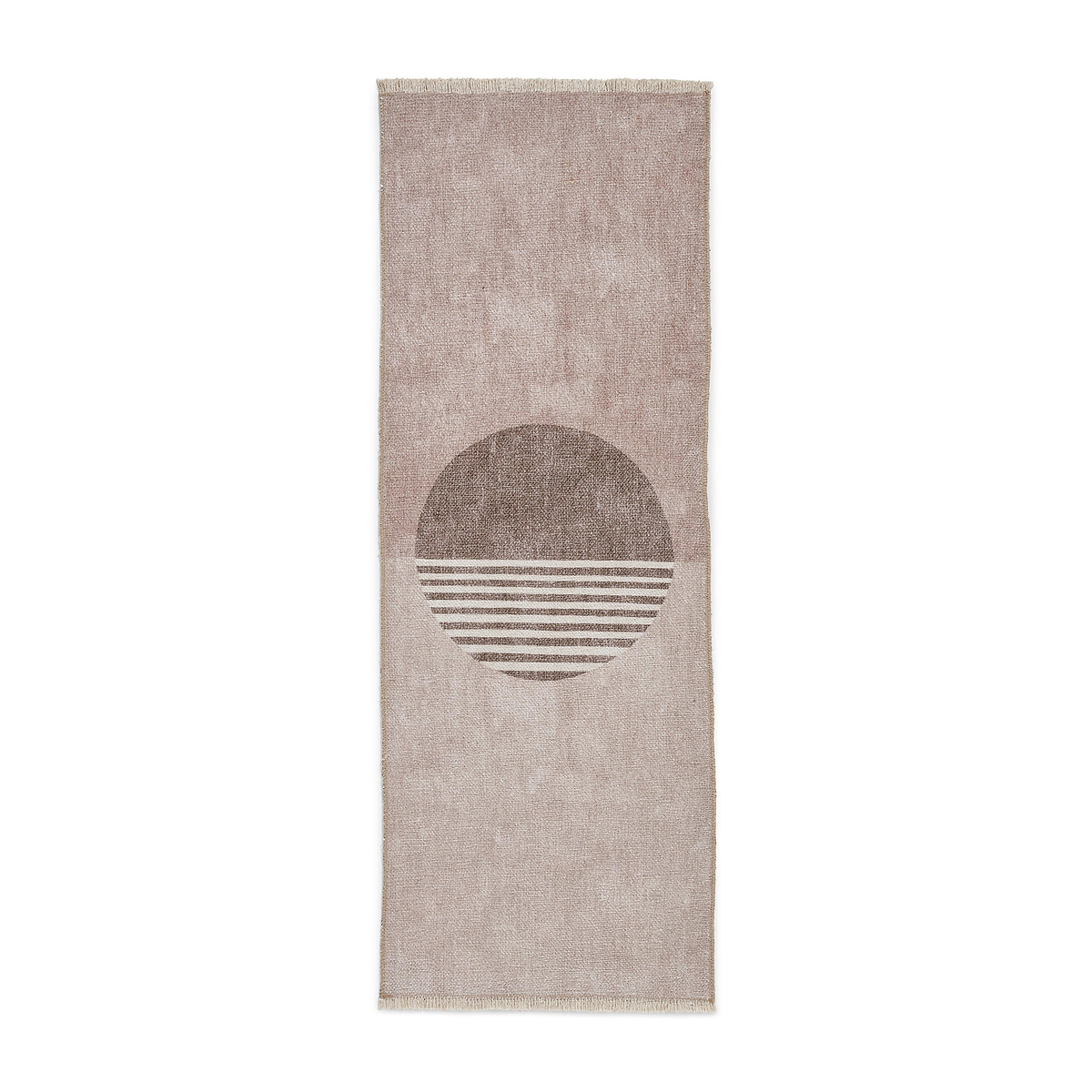 Beige Harford Circle Design Flatweave Washable Runner Rug from Roseland Furniture