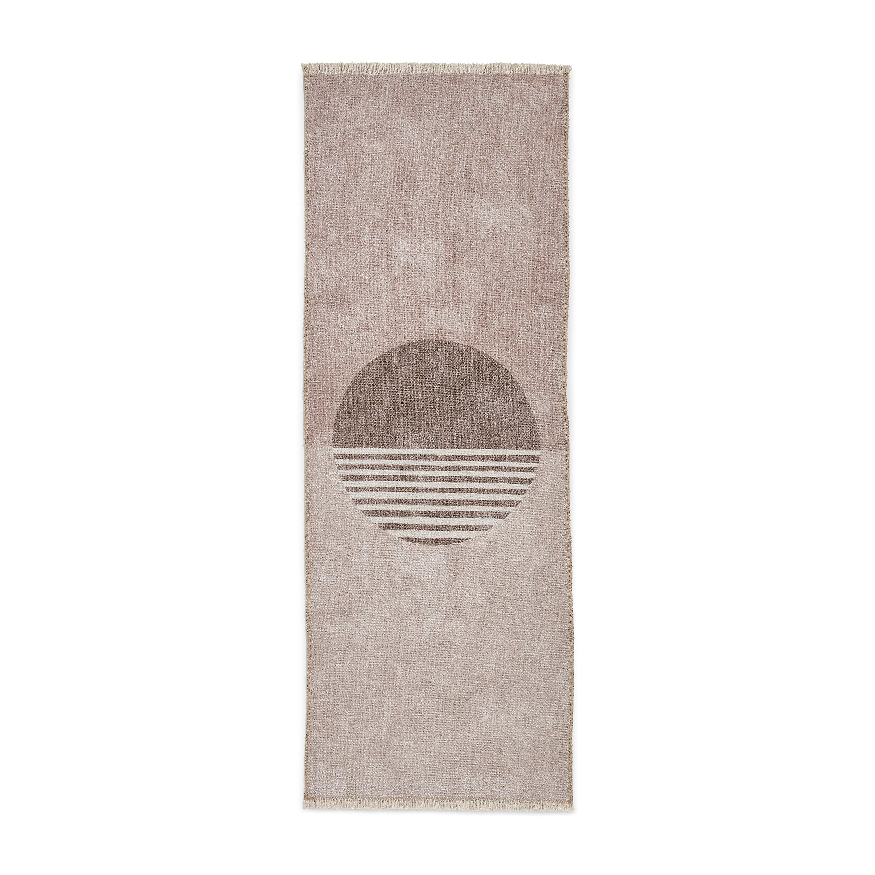 Beige Harford Circle Design Flatweave Washable Runner Rug from Roseland Furniture