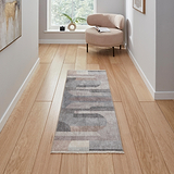 Beige Whitaker Abstract Flatweave Washable Runner Rug from Roseland Furniture