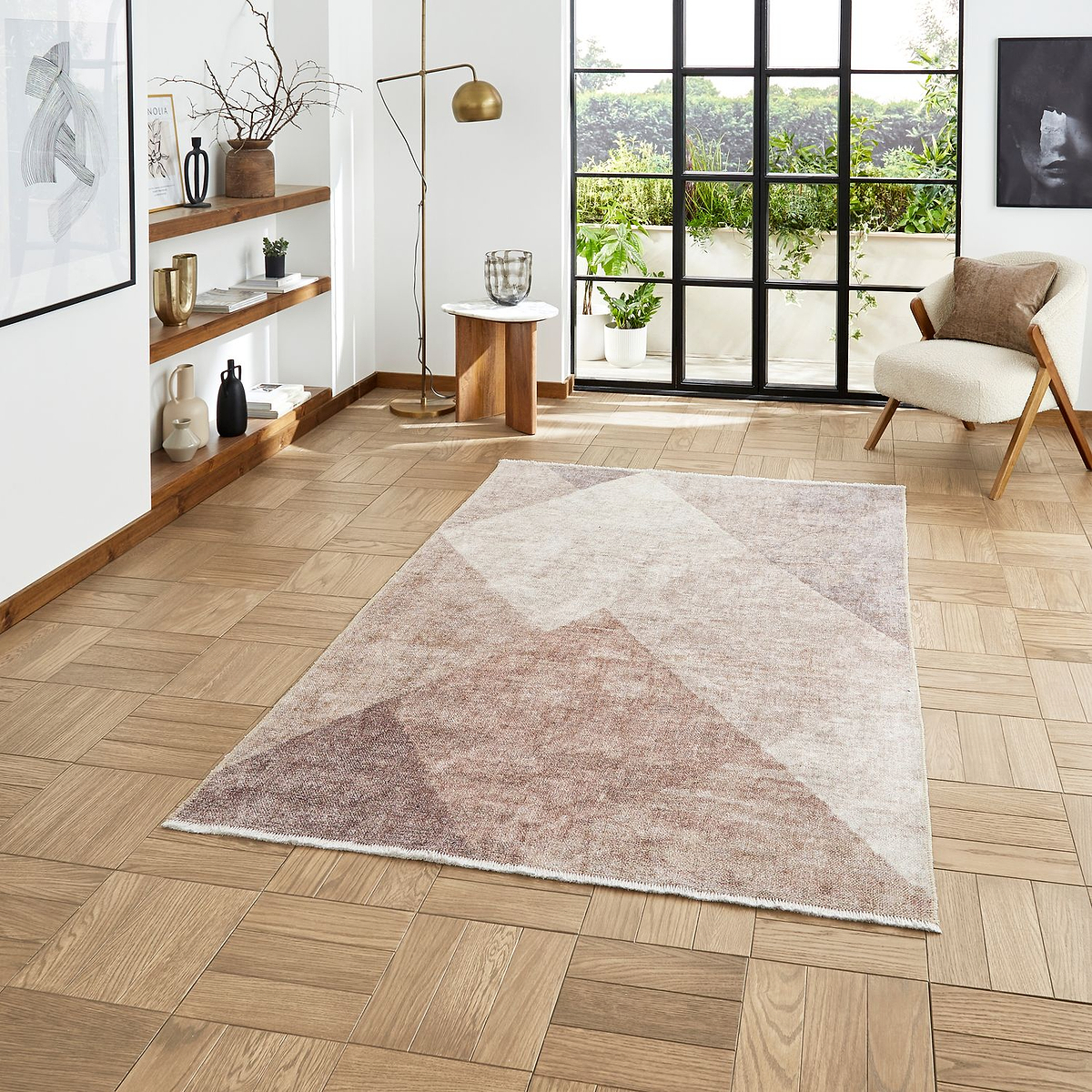 Brown Atherley Diamond Washable Rug from Roseland Furniture