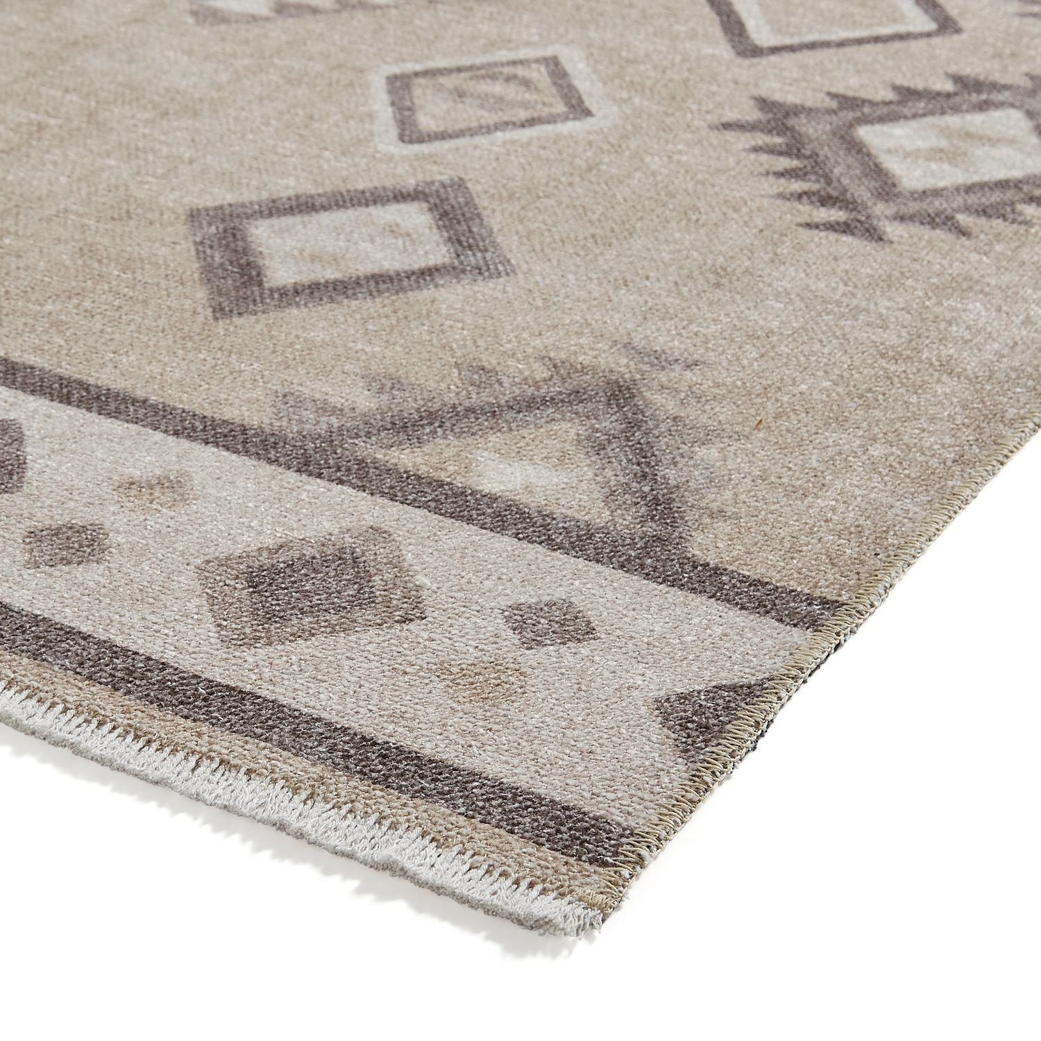 Beige Linton Aztec Design Flatweave Washable Rug from Roseland Furniture