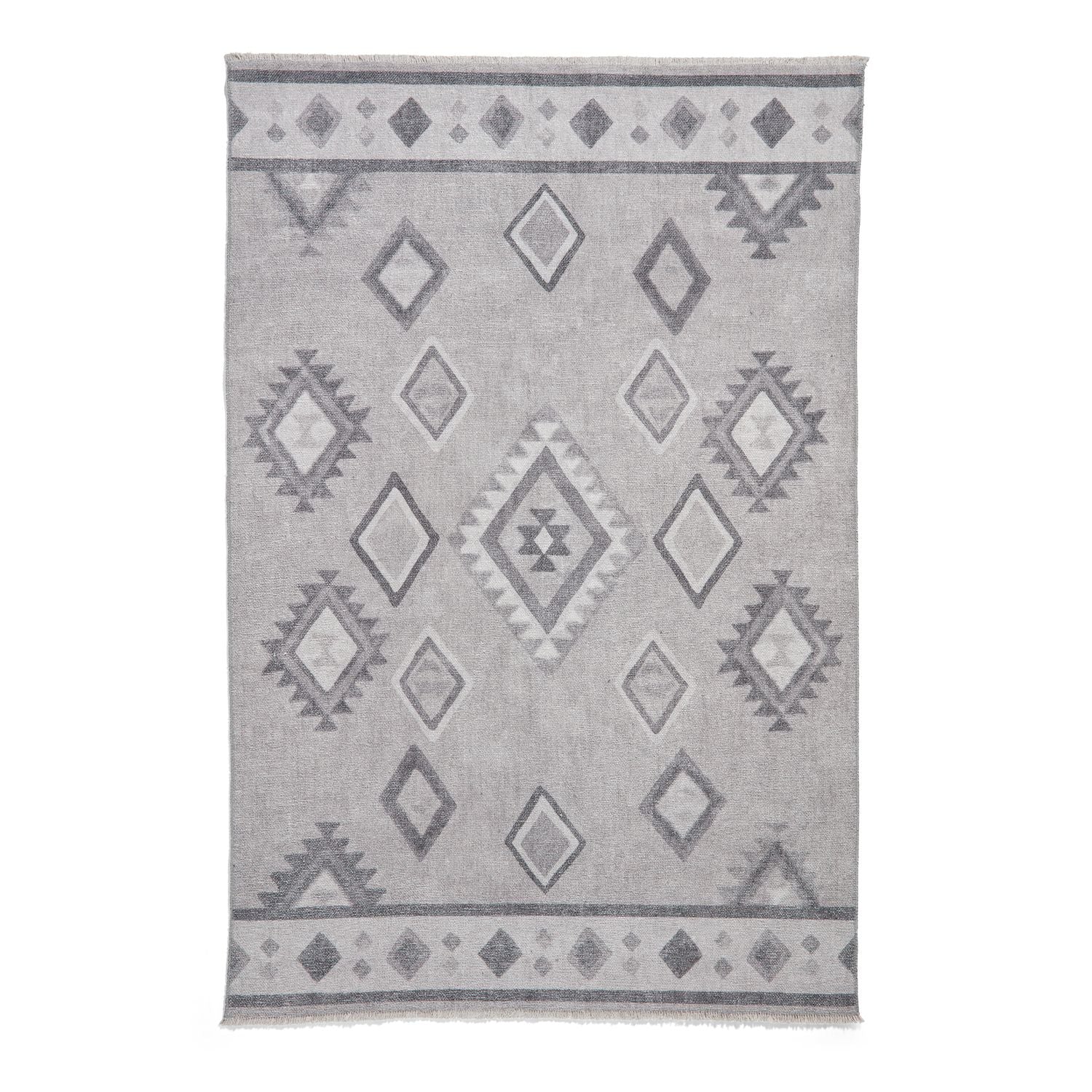 Grey Linton Aztec Design Flatweave Washable Rug from Roseland Furniture