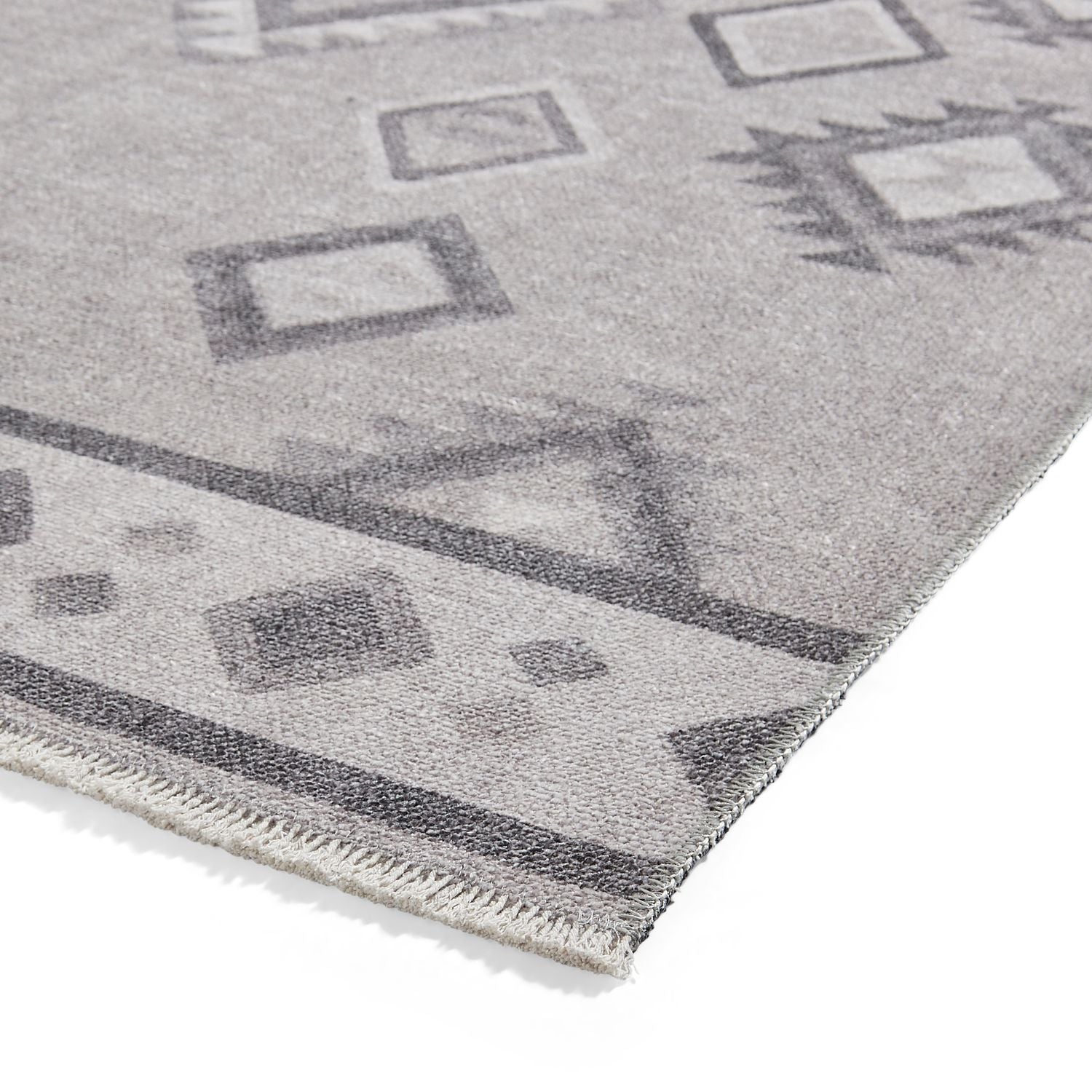 Grey Linton Aztec Design Flatweave Washable Rug from Roseland Furniture