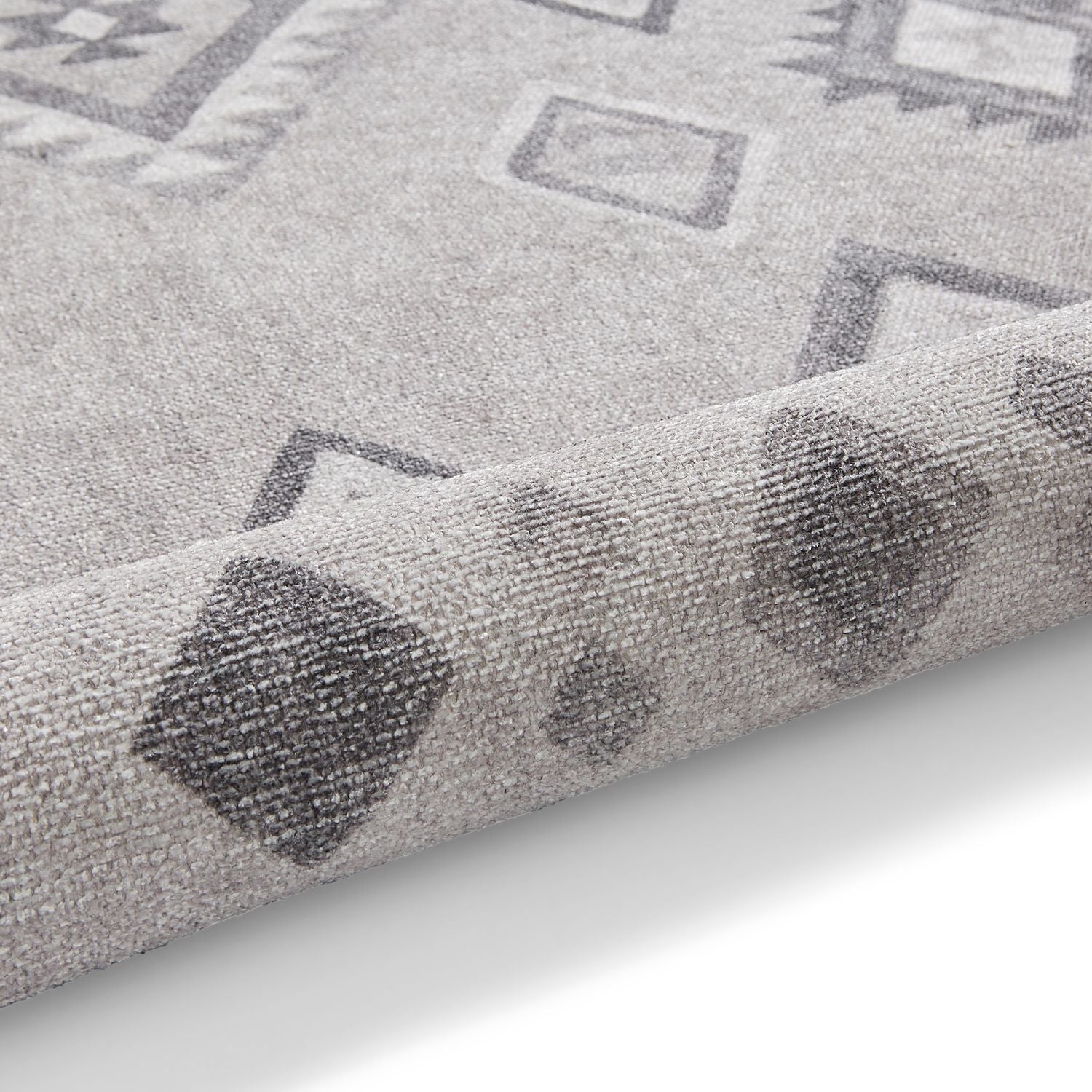 Grey Linton Aztec Design Flatweave Washable Rug from Roseland Furniture