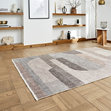 Beige Whitaker Abstract Flatweave Washable Rug from Roseland Furniture