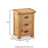 Zelah Oak Wide Bedside Table by Roseland Furniture