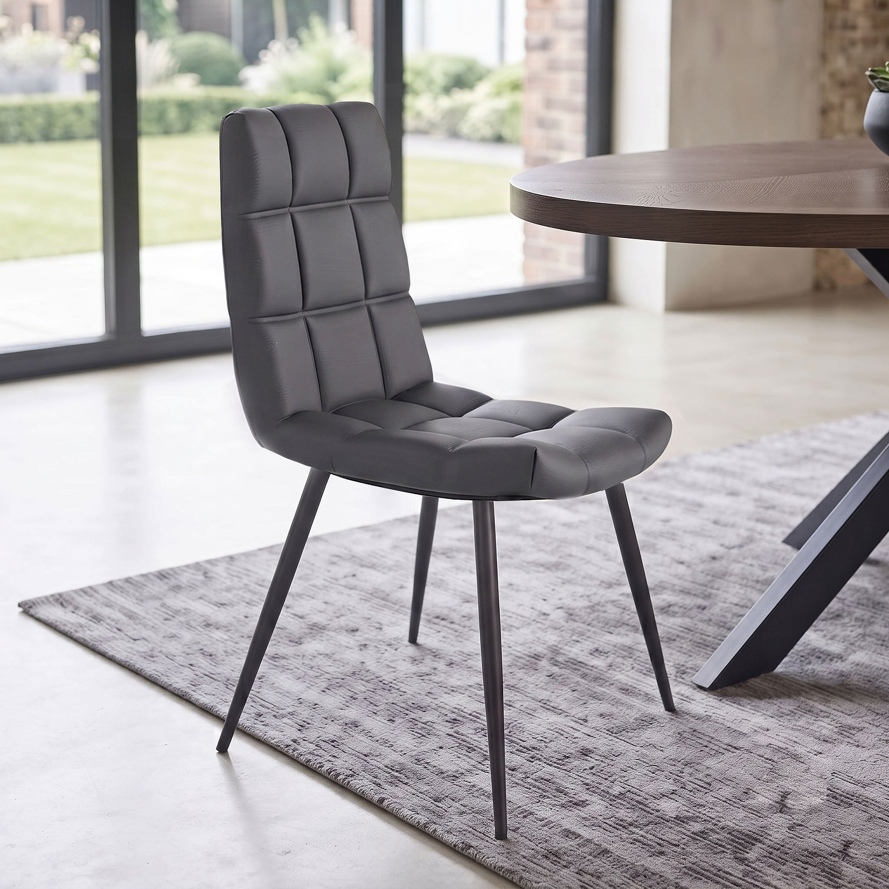 Crawford Dark Grey Faux Leather Dining Chair from Roseland Furniture