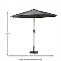 2.7m Grey LED Lit Solar Powered Outdoor Crank and Tilt Parasol - Size Guide