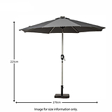 2.7m Grey LED Lit Solar Powered Outdoor Crank and Tilt Parasol - Size Guide