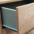 Asher Light Oak 2 Drawer TV Console Unit with black legs drawer close up