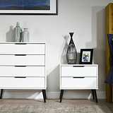 Asher White 2 Drawer Side Lamp Table for living room