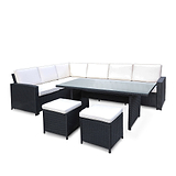 Berlin Black Rattan Corner Sofa Garden Dining Set from Roseland Home Furniture