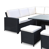 Berlin Black Rattan Corner Sofa Garden Dining Set