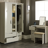 Beckett Cream Gloss Dressing Table with Stool from Roseland