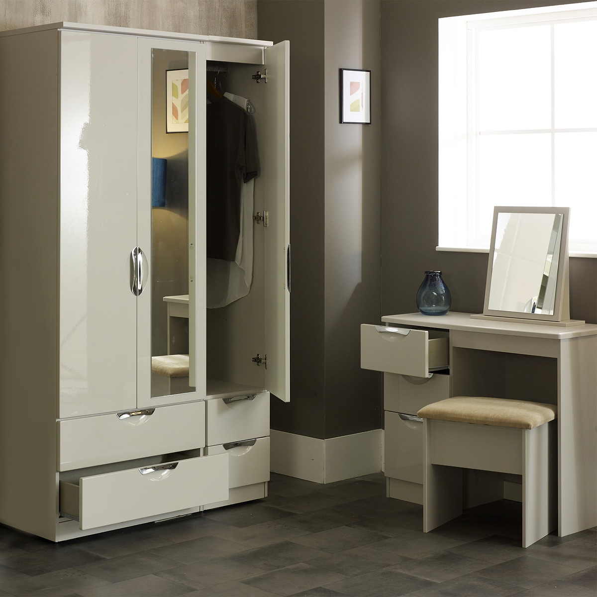 Beckett Cream Gloss Table Top Mirror from Roseland