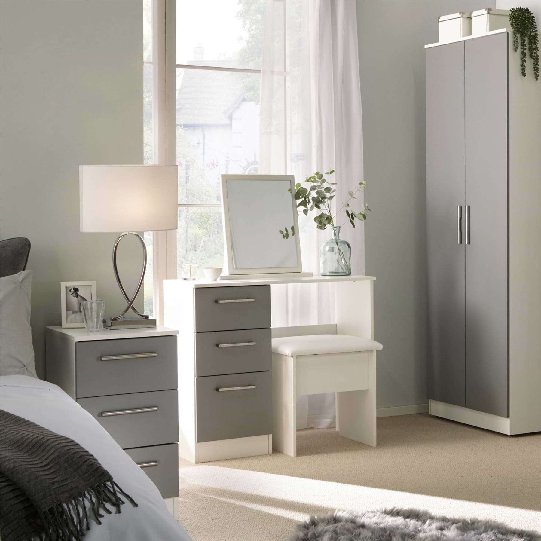 Blakely White & Grey Two Tone 3 Drawer Dressing Table | Roseland Blakely White & Grey Two Tone 3 Drawer Dressing Table | Roseland