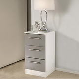 Blakely Grey and White 3 Drawer Bedside Cabinet