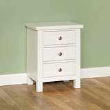 Cornish White 3 Drawer Bedside Table - Lifestyle side view